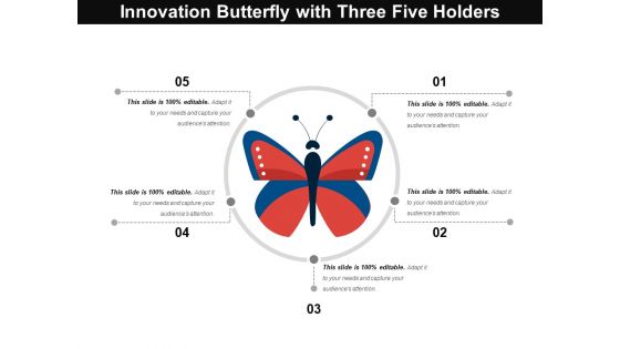 Innovation Butterfly With Three Five Holders Ppt PowerPoint Presentation Outline Influencers PDF