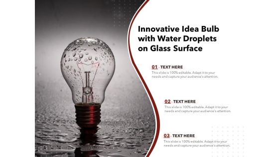 Innovative Idea Bulb With Water Droplets On Glass Surface Ppt PowerPoint Presentation Gallery Summary PDF