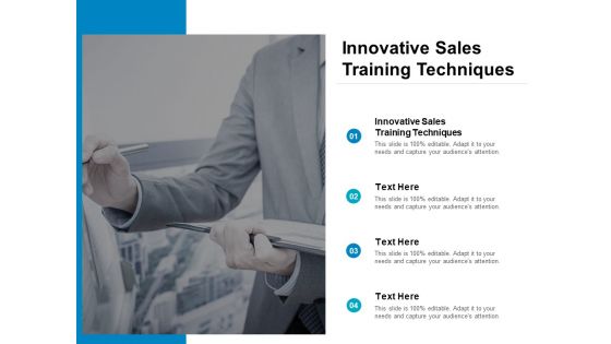 Innovative Sales Training Techniques Ppt PowerPoint Presentation Summary Graphics Pictures Cpb