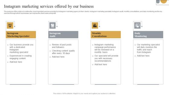 Instagram Marketing Services Offered By Our Business Brochure PDF