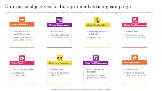 Instagram Marketing To Increase Enterprise Objectives For Instagram Advertising Campaign Brochure PDF