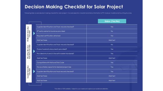 Installing Solar Plant Commercial Building Decision Making Checklist For Solar Project Demonstration PDF Installing Solar Plant Commercial Building Decision Making Checklist For Solar Project Demonstration PDF