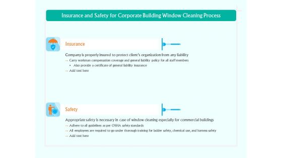 Insurance And Safety For Corporate Building Window Cleaning Process Ppt Outline Inspiration PDF