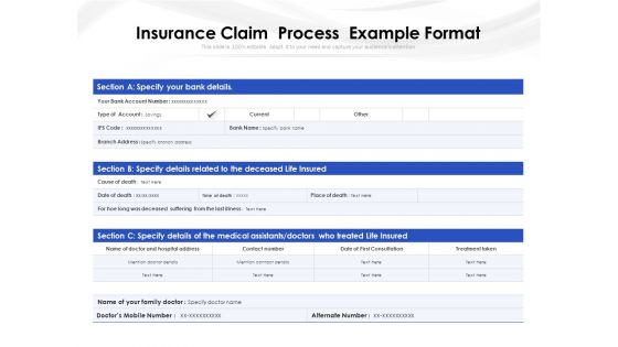 Insurance Claim Process Example Format Ppt PowerPoint Presentation Infographics Template