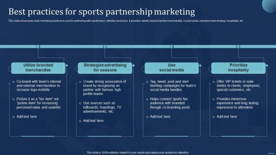 Integrating Sports Marketing Campaign Best Practices For Sports Partnership Marketing Brochure PDF