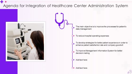 Integration Of Healthcare Center Administration System Ppt PowerPoint Presentation Complete Deck With Slides