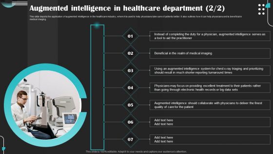 Intelligence Amplification IA IT Augmented Intelligence In Healthcare Department Pictures PDF