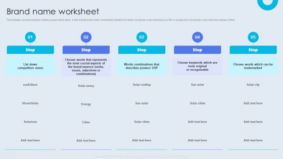 Internal Brand Launch Plan Brand Name Worksheet Information PDF
