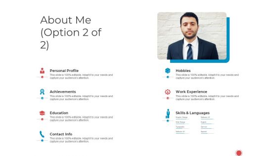 Introduce Yourself About Me Option 2 Of 2 Profile Ppt Infographics Slide Portrait PDF