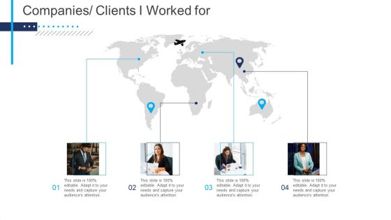 Introduce Yourself For A Meeting Companies Clients I Worked For Ppt Professional Graphics Template PDF