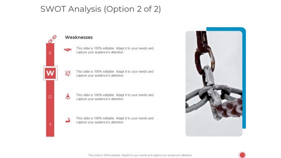 Introduce Yourself Swot Analysis Option 2 Of 2 Weaknesses Ppt File Show PDF