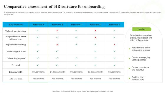 Introducing AI Tools Comparative Assessment Of Hr Software For Onboarding Infographics PDF Introducing AI Tools Comparative Assessment Of Hr Software For Onboarding Infographics PDF