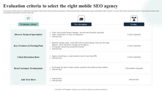 Introduction To Mobile SEM Evaluation Criteria To Select The Right Mobile SEO Agency Professional PDF