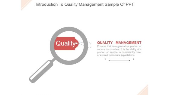 Introduction To Quality Management Ppt PowerPoint Presentation Infographic Template
