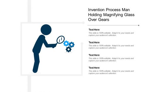 Invention Process Man Holding Magnifying Glass Over Gears Ppt Powerpoint Presentation Layouts Example File