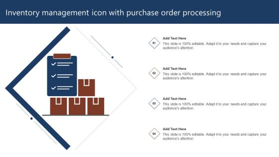 Inventory Management Icon With Purchase Order Processing Topics PDF