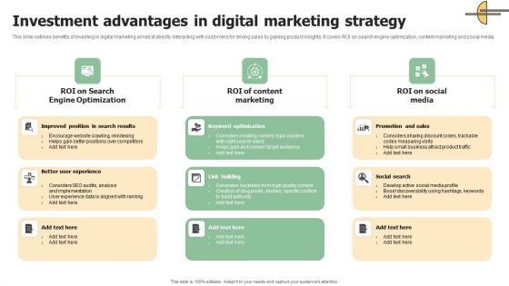 Investment Advantages In Digital Marketing Strategy Brochure PDF Investment Advantages In Digital Marketing Strategy Brochure PDF