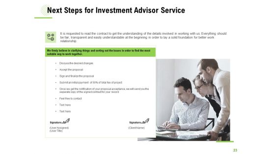 Investment Advisor Service Proposal Ppt PowerPoint Presentation Complete Deck With Slides