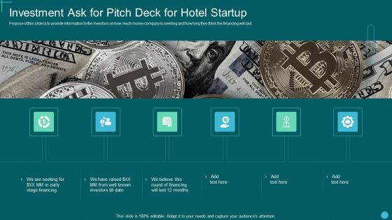 Investment Ask For Pitch Deck For Hotel Startup Download PDF