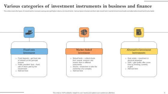 Investment Categories Ppt PowerPoint Presentation Complete Deck With Slides