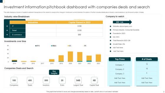 Investment Information Pitchbook Ppt PowerPoint Presentation Complete Deck With Slides