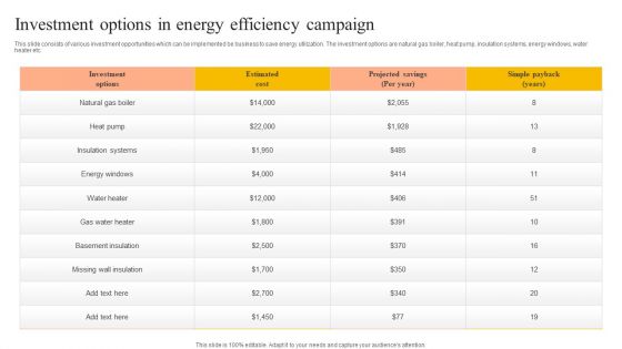 Investment Options In Energy Efficiency Campaign Download PDF