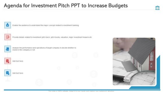 Investment Pitch PPT To Increase Budgets Ppt PowerPoint Presentation Complete Deck With Slides