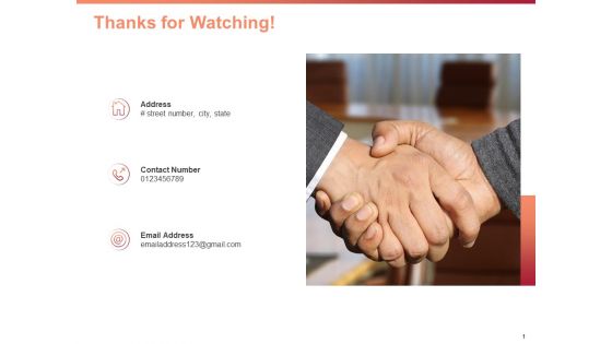 Investment Portfolio Asset Management Thanks For Watching Ppt PowerPoint Presentation Pictures Guidelines PDF