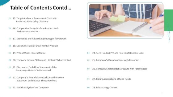 Investor Pitch Deck For Seed Funding From Private Investor Table Of Contents Contd Guidelines PDF Investor Pitch Deck For Seed Funding From Private Investor Table Of Contents Contd Guidelines PDF