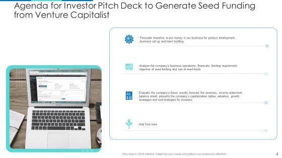 Investor Pitch Deck To Generate Seed Funding From Venture Capitalist Ppt PowerPoint Presentation Complete With Slides