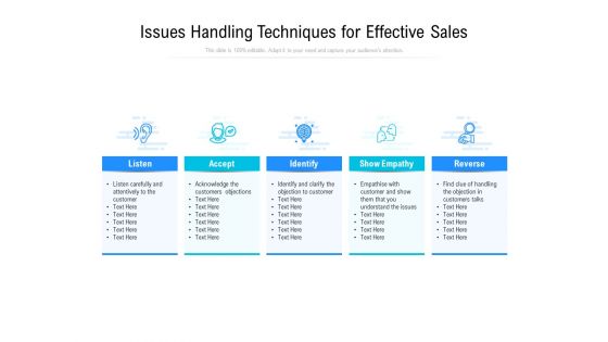Issues Handling Techniques For Effective Sales Ppt PowerPoint Presentation Inspiration Picture