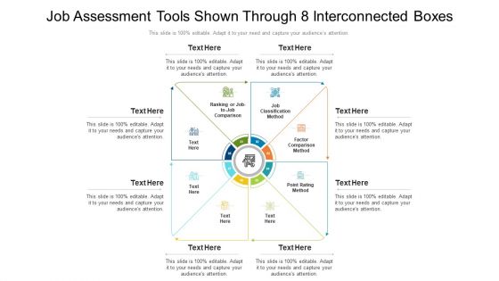 Job Assessment Tools Shown Through 8 Interconnected Boxes Ppt PowerPoint Presentation File Template PDF
