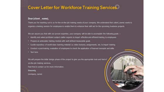Job Driven Training Cover Letter For Workforce Training Services Ppt Layouts Mockup PDF