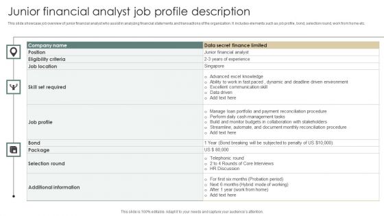 Junior Financial Analyst Job Profile Description Brochure PDF