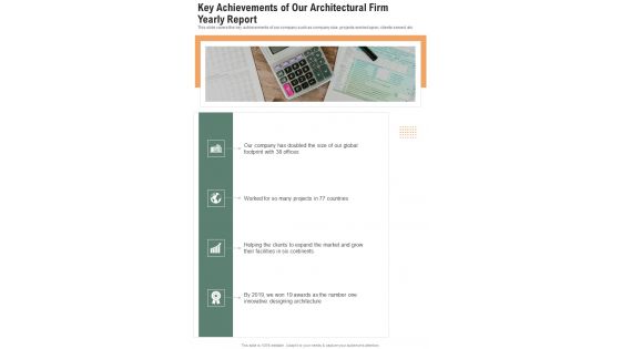 Key Achievements Of Our Architectural Firm Yearly Report One Pager Documents Key Achievements Of Our Architectural Firm Yearly Report One Pager Documents