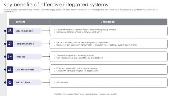 Key Benefits Of Effective Integrated Systems Elements PDF