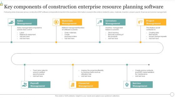 Key Components Of Construction Enterprise Resource Planning Software Guidelines PDF