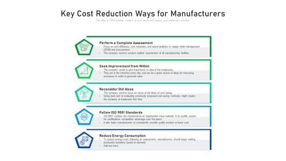 Key Cost Reduction Ways For Manufacturers Ppt PowerPoint Presentation File Example PDF