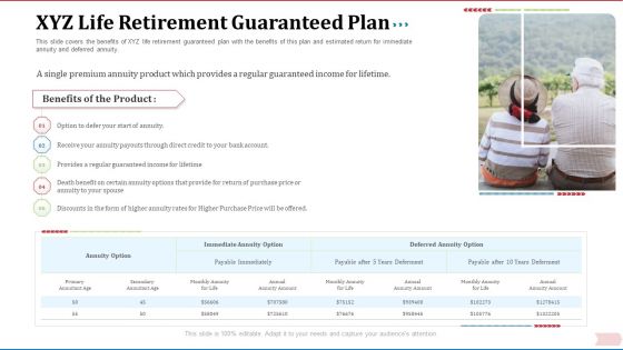 Key Factor In Retirement Planning XYZ Life Retirement Guaranteed Plan Sample PDF