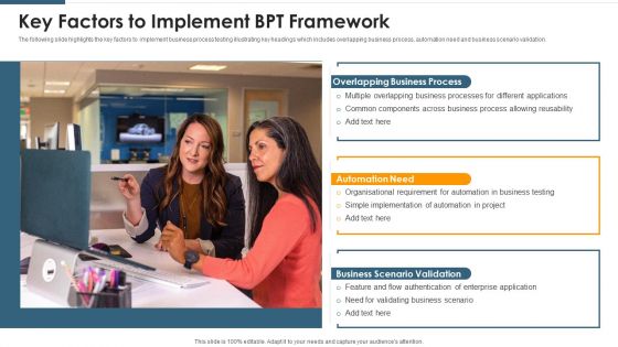 Key Factors To Implement BPT Framework Sample PDF