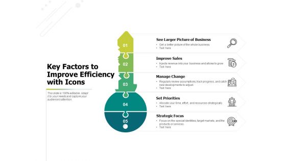 Key Factors To Improve Efficiency With Icons Ppt PowerPoint Presentation Icon Layout Ideas
