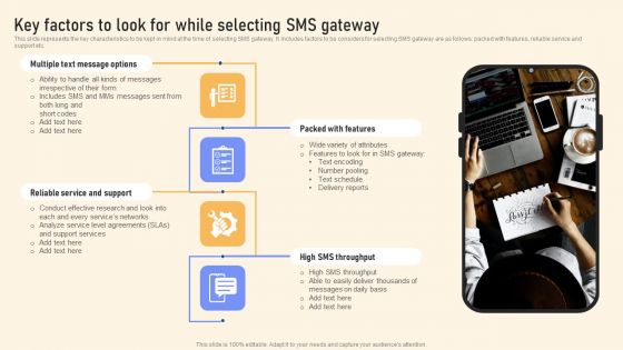 Key Factors To Look For While Selecting SMS Gateway Ppt PowerPoint Presentation File Model PDF