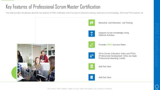 Key Features Of Professional Scrum Master Certification Ppt File Summary PDF