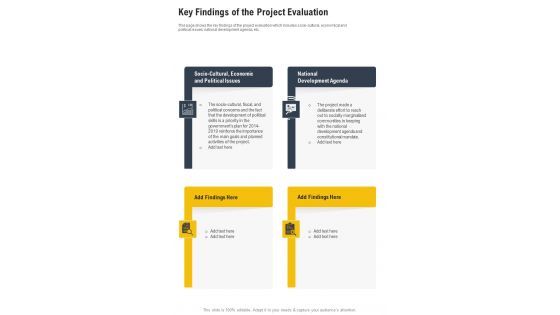 Key Findings Of The Project Evaluation One Pager Documents