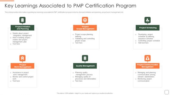Key Learnings Associated To Pmp Certification Program Brochure PDF Key Learnings Associated To Pmp Certification Program Brochure PDF