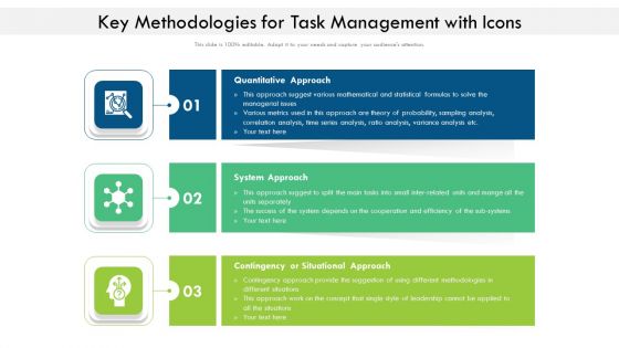 Key Methodologies For Task Management With Icons Ppt Portfolio Objects PDF
