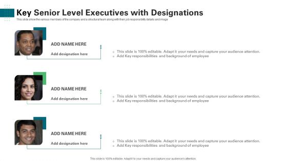 Key Senior Level Executives With Designations Ppt Portfolio Files PDF