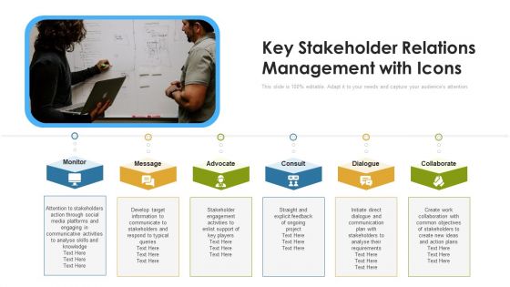 Key Stakeholder Relations Management With Icons Ppt Professional Guidelines PDF