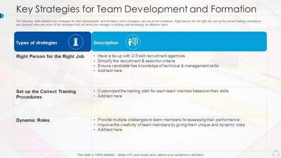 Key Strategies For Team Development And Formation Summary PDF