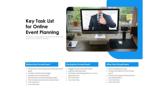 Key Task List For Online Event Planning Ppt PowerPoint Presentation Portfolio Styles PDF